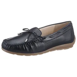 Mokassin ARA "ALABAMA", Damen, Gr. 9, blau (dunkelblau), Glattleder, unifarben, casual, Schuhe Loafer Slipper Mokassin, Slipper, Freizeitschuh mit High Soft Wechselfußbett in Weite G