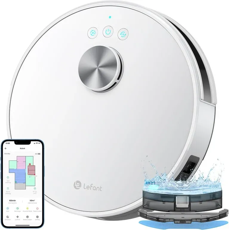 Lefant M1 Saugroboter, 5500 Pa, LiDAR-Navigation, Multi-Ebenen-Kartierung, über Alexa/App/WLAN, ideal für Tierhaare, Teppiche und Hartböden