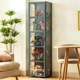 uofgcru Stehend Sammlervitrine, Vitrinenschrank Vitrine mit Acryltür, sammlervitrine wohnzimmerschrank, Glasvitrine, bücherregal glastüren,Acryl-Sammlungsvitrine, für Bücher, Wein, Büro(42×33×162cm)