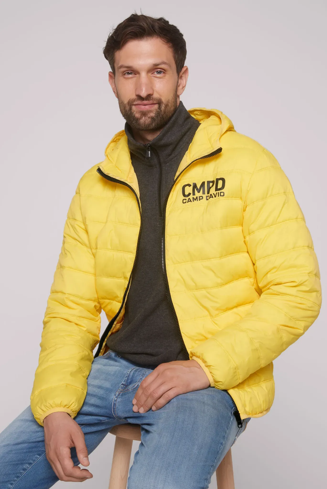 Outdoorjacke CAMP DAVID, Herren, Gr. XXL, gelb, Steppware, Material: 100% Polyamid, Futter: 100% Polyester, Füllung: 100% Polyester, bedruckt, bestickt, slim fit normal, eingesetzt elastischer Bund, Jacken Outdoorjacke, mit Innentaschen