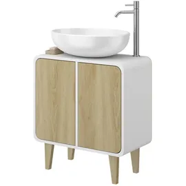 Vicco Waschbeckenunterschrank Arla Weiß/Eiche 60 x 61 cm