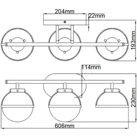 Elsteadlighting Hollis schwarz/opal dreiflammig
