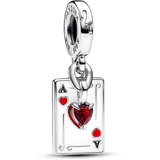 Pandora Moments Disney Villains Herzkönigin Doppelter Charm-Anhänger aus Sterling Silber mit künstlichem Kristall, Kompatibel Moments Armbänder, 793420C01