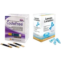 Codefree Vorteilspack SD CodeFree Blutzuckerteststreifen 50 Stück + Blutlanzetten