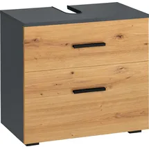 INOSIGN Waschbeckenunterschrank »Skara«, mit Klappe und Schubkasten, schwarze Griffe, Breite 60 cm, Höhe 55 cm, grau