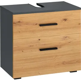 INOSIGN Waschbeckenunterschrank »Skara«, mit Klappe und Schubkasten, schwarze Griffe, Breite 60 cm, Höhe 55 cm, grau