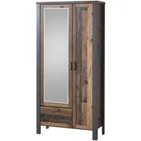 Innostyle Garderobenschrank CARDIFF mit Spiegel - Vintage Style dark