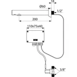 Delabie Wt-ventil Binoptic Up Auslauf matt schwarz L. 200 Netzbetrieb