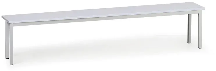 Umkleidebank, Sitz aus laminierte Spanplatte, Länge 2000 mm, grau