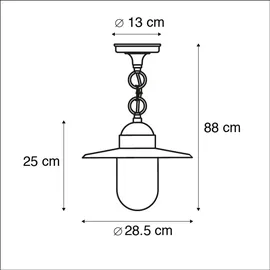 QAZQA Hängelampe Stahl/Glas IP44 E27 spritzwassergeschützt anthrazit