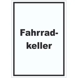Fahrradkeller Aufkleber mit Text Rad Bike hochkant A8 (52x74mm)