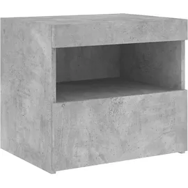 vidaXL Nachttisch mit LED-Leuchten Betongrau 50x40x45 cm