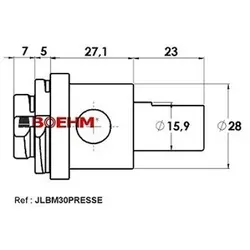 Locheisen-Adapter für Pressen (Ø2 bis 30mm) Spindelbohrung 16mm
