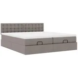 vidaXL Ottoman-Bett mit Matratzen Taupe 200x200 cm Stoff