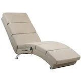 CASARIA Relaxliege London mit Massage Heizfunktion Ergonomisch Gepolstert Wohnzimmer Liegestuhl Polsterliege Stoff sand