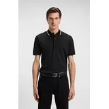 Boss Poloshirt Penrose 38 aus Baumwolle mit gestreiftem Kragen, slim fit schwarz XXL (54)