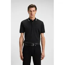 Boss Poloshirt Penrose 38 aus Baumwolle mit gestreiftem Kragen, slim fit schwarz XXL (54)