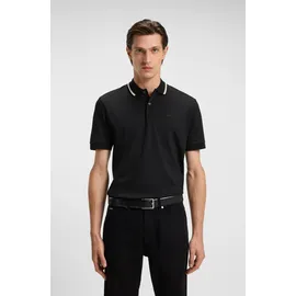 Boss Poloshirt Penrose 38 aus Baumwolle mit gestreiftem Kragen, slim fit schwarz XXL (54)