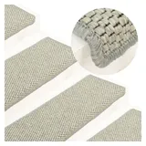 vidaXL Treppenmatten Selbstklebend Sisal-Optik 15 Stk. 65x21x4 cm Grau - Grau