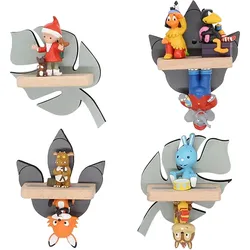 BOARTI Kinderregal Blätter   hängend für Tonie Figuren   platzsparendes Regal   Maße: H. 29 x B. 22 x T. 5 cm   Wandregal für Figuren Aufbewahrung mit Magneteinsätzen   Aufbewahrungsregal Holz