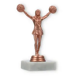 Pokal Kunststofffigur Cheerleader Tanz bronze auf weißem Marmorsockel 15,3cm