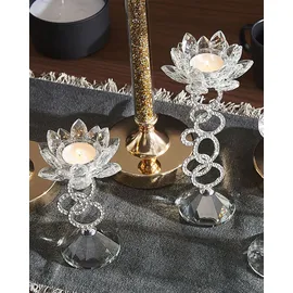 Beliani Kerzenständer OVIEDO Glas 19 cm Silber