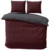 one-home One Home Mikrofaser Unifarben Rot 240 x 220 cm + 80 x 80 cm