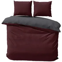 one-home One Home Mikrofaser Unifarben Rot 240 x 220 cm + 80 x 80 cm