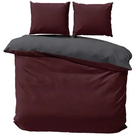 one-home One Home Mikrofaser Unifarben Rot 240 x 220 cm + 80 x 80 cm