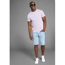 Arizona Jeansshorts ARIZONA, Herren, Gr. 33, blau (bleached), Denim/Jeans, Obermaterial: 98% Baumwolle, 2% Elasthan, kontrastfarbene Details, Basic, normal knieumspielend, Jeans, gerader Schnitt, niedrige Leibhöhe