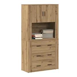 vidaXL Highboard Artisan Eiche 80x33x150 cm Holzwerkstoff