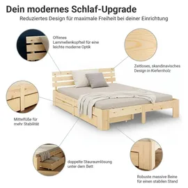 Homestyle4u Holzbett 160 x 200 cm Braun