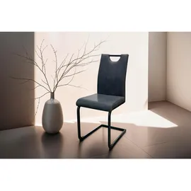 byLIVING Esszimmerstuhl BANFF, 2er Set, Bezug anthrazit, Gestell Metall schwarz