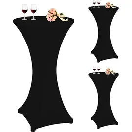 luxuskollektion Stehtischhusse Stretch Schwarz 60-65 cm 60 x 110 cm 3er Set