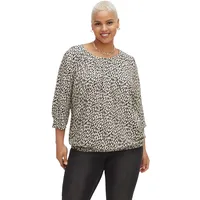 sheego Damen Große Größen Tunika im Leo-Print, mit Saum-Gummizug Citywear feminin Rundhals-Ausschnitt - - 44