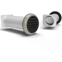 Airtec Rundrohr Ø 150mm, Teleskop-Mauerkasten 350-680mm, Rückstauklappe