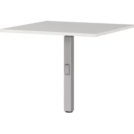 Germania Eckverbindungsplatte "Agenda", silber (lichtgrau, silber), B:80cm H:91cm T:80cm, Metall, Spanplatte, Ansatztischplatten, mit Stützfuß aus Metall