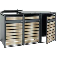 Mendler XL 3er/6er-Mülltonnenverkleidung HWC-J81, Mülltonnenbox, Metall 95kg anthrazit ~