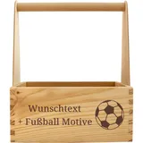 6er Bierträger für Fußball und Bier Fans - personalisierter Flaschenträger aus Holz mit Gravur - Geschenk für Fußballer, Fußballerinnen, Spieler, Fußballbier