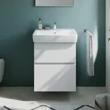 Evineo ineo5 evo Unterschrank B: 55 cm, 2 Auszüge, mit Griffmulde, für Geberit Renova Plan Waschtisch,, BE0985WH,