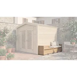 Weka Sitztruhe optionale Erweiterung für Gartenhaus Killarney Beige 50 x 63 x 235 cm