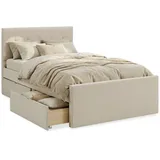 Homestyle4u Polsterbett 120 x 200 cm Beige