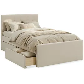 Homestyle4u Polsterbett 120 x 200 cm Beige