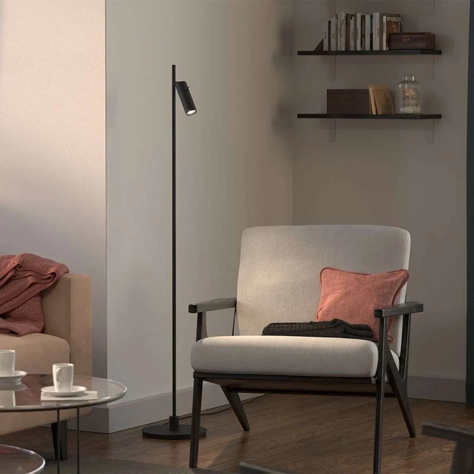 Stehleuchte Herstal, Schwarz, für Wohnzimmer, Metall - 132.3