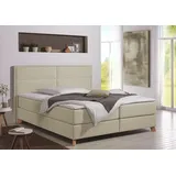 Home Affaire Boxspringbett HOME AFFAIRE "Caria", beige (creme, beige), B:111cm L:209cm, Strukturstoff-Bezug (100% Polyester);Topperbezug 100% Polyester, Komplettbetten, Boxspringbett, in 5 Breiten, 3 Matratzen-Ausführungen, 2 Härtegraden, Topper