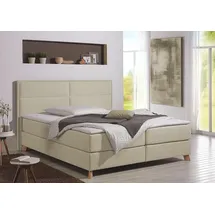 Home Affaire Boxspringbett HOME AFFAIRE "Caria", beige (creme, beige), B:111cm L:209cm, Strukturstoff-Bezug (100% Polyester);Topperbezug 100% Polyester, Komplettbetten, Boxspringbett, in 5 Breiten, 3 Matratzen-Ausführungen, 2 Härtegraden, Topper