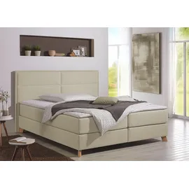 Home Affaire Boxspringbett HOME AFFAIRE "Caria", beige (creme, beige), B:111cm L:209cm, Strukturstoff-Bezug (100% Polyester);Topperbezug 100% Polyester, Komplettbetten, Boxspringbett, in 5 Breiten, 3 Matratzen-Ausführungen, 2 Härtegraden, Topper