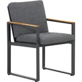 OUTFLEXX Alexander Stuhl, mattgrau, Alu/Teak, 58x55x81cm, mit Armlehnen, inkl. Polster