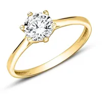 JEWLIX Verlobungsring 375er Gelbgold mit Zirkonia in Krappenfassung VR0464 goldfarben 56