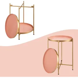 luxuskollektion Beistelltisch Rund Gold Metall 2 Ebenen Couchtisch Teetisch Nachttisch